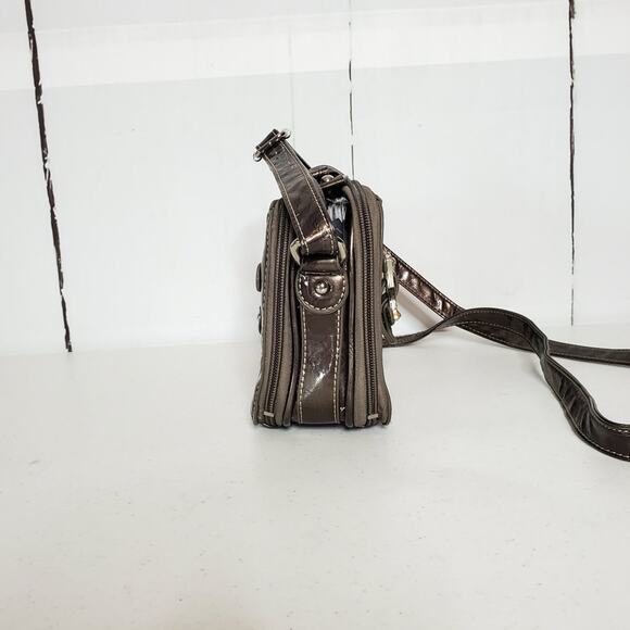 Marc Chantal Faux Snakeskin Embossed Patent Leather Organizer Crossbody Bag - Picture 11 of 14